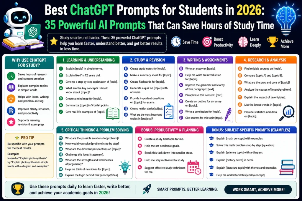 Best ChatGPT Prompts for Students in 2026