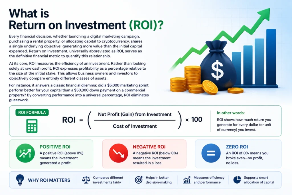 Step-by-step financial metrics visualization using StormNex ROI calculator online tool.